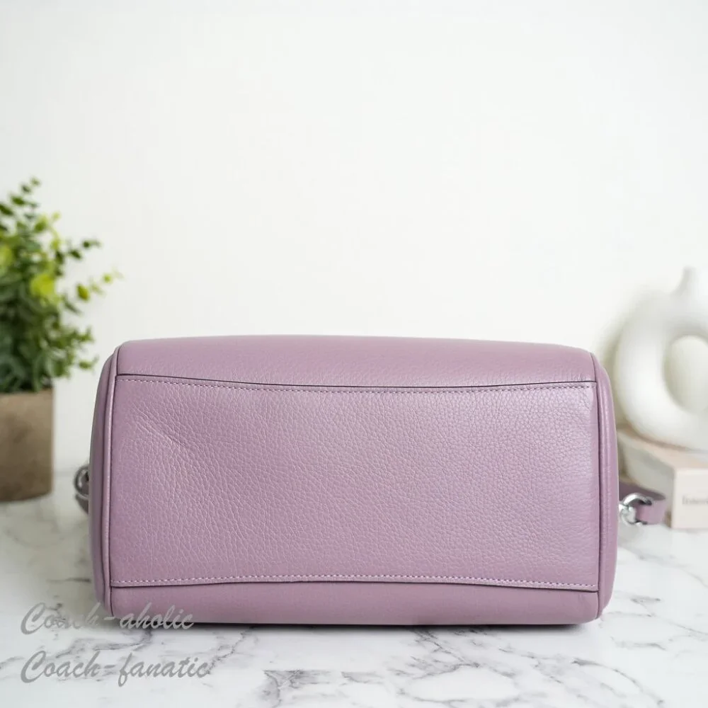 COACH CV962 Rowan Satchel Bag In Refined Pebble Leather Silver/Jasmine NWT